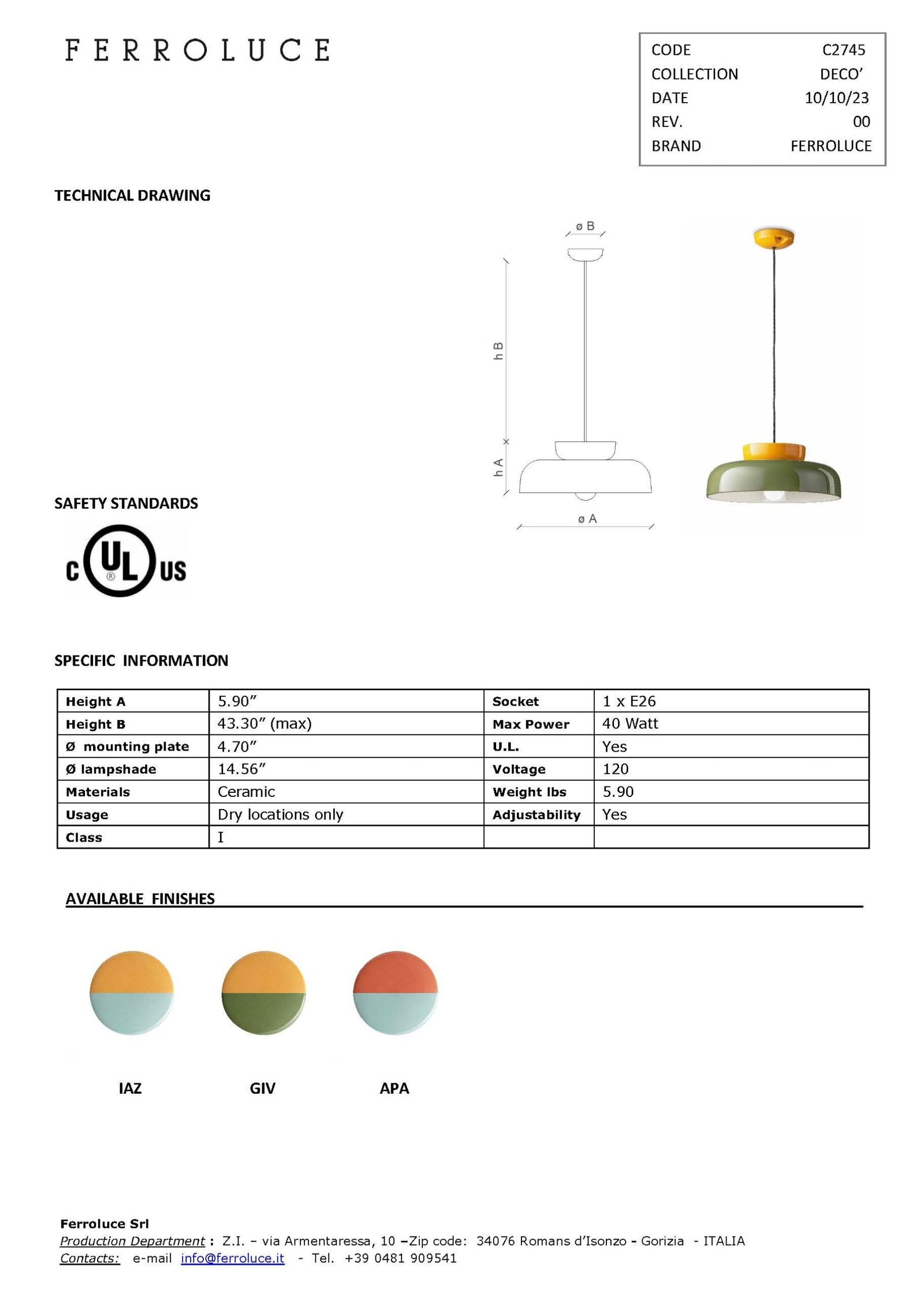 Maracana Pendant - Azzurro & Giallo - Image 6
