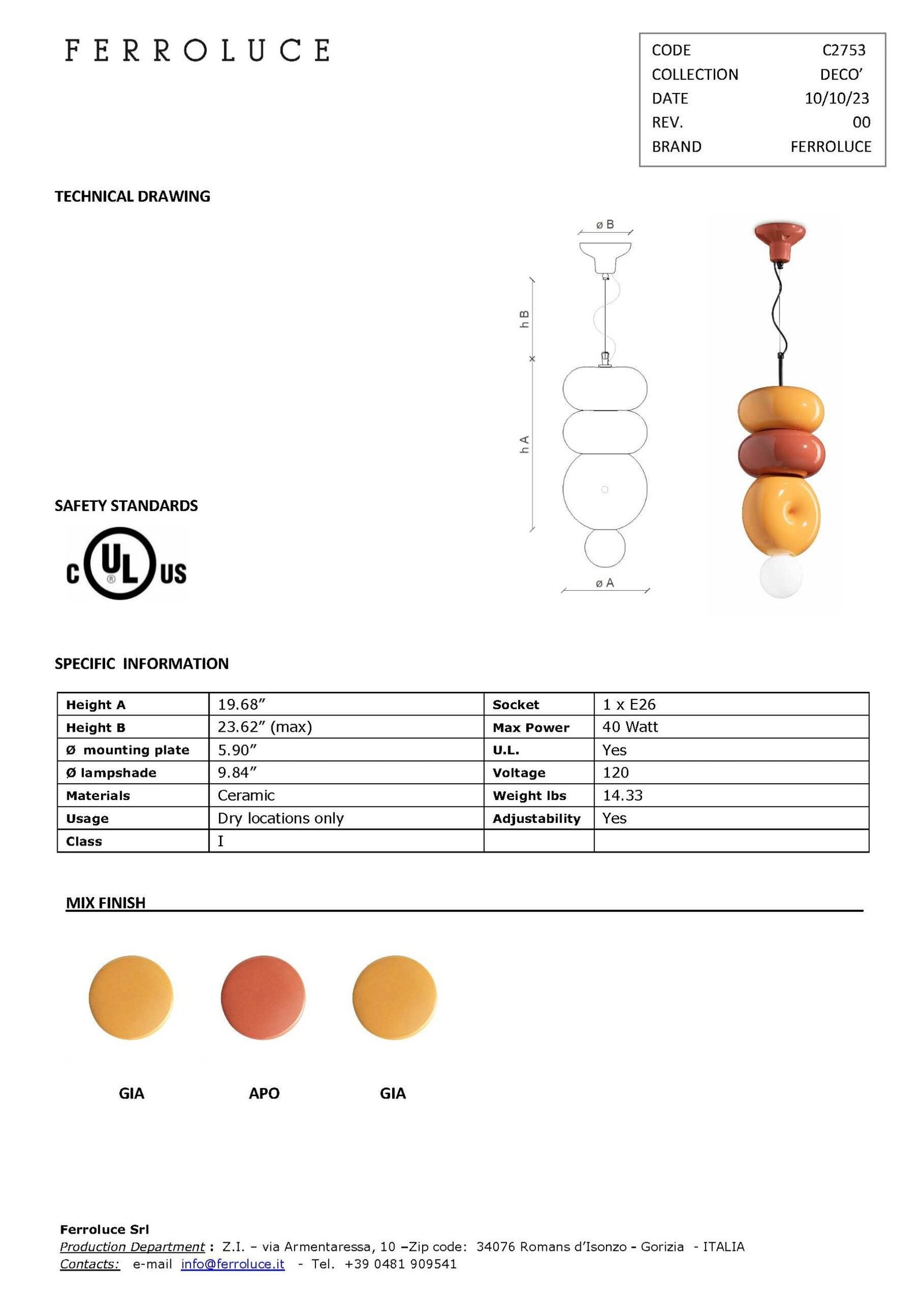 Bumbum Pendant - Arancio Poke (C2753-63) - Image 3
