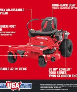 Alternative view of CRAFTSMAN Z5200 | 42 in Gas Zero-Turn Riding Lawn Mower | 20HP Kohler 7000 Twin-Cylinder Engine | High Back Seat (17RRFACS093)