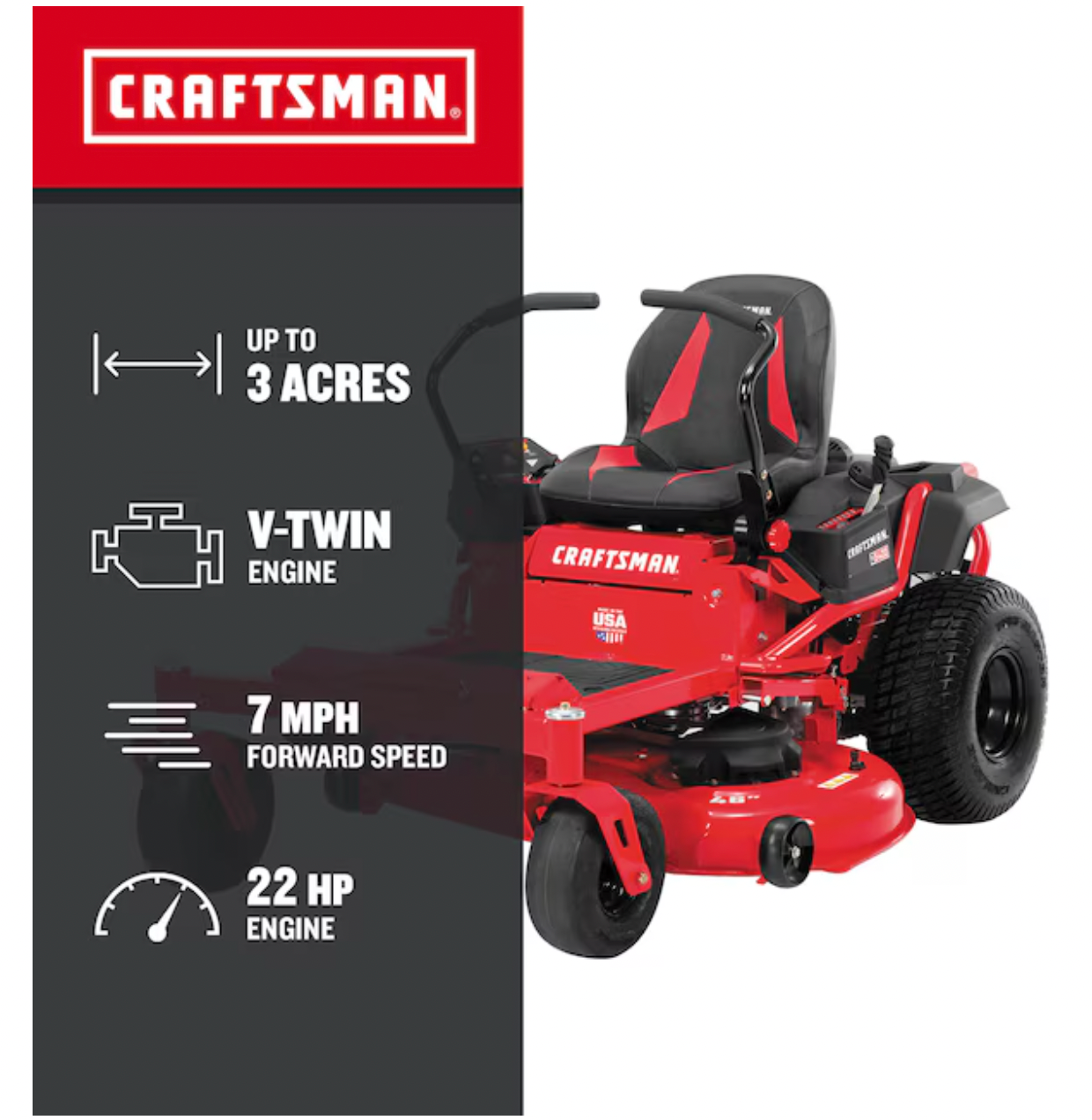 CRAFTSMAN Z5400 | 46in 22HP Zero-Turn Riding Mower | 22 HP Kohler Engine | Hydrostatic Transmission | High-Back Seat (17ARFACT093) - Image 3