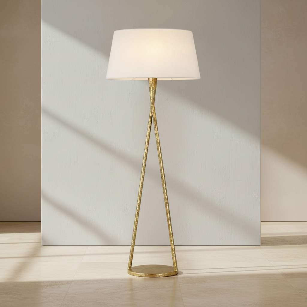 Cesta 60-Inch LED Sculpted Floor Lamp in Gilded Iron