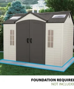 Lifetime Lockable Polyethylene Outdoor Storage Shed, 10′ x 8′, Tan & Browns (60005)