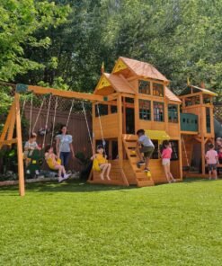 Alternative view of Bear Cave Lodge Swing Set – Installation Available