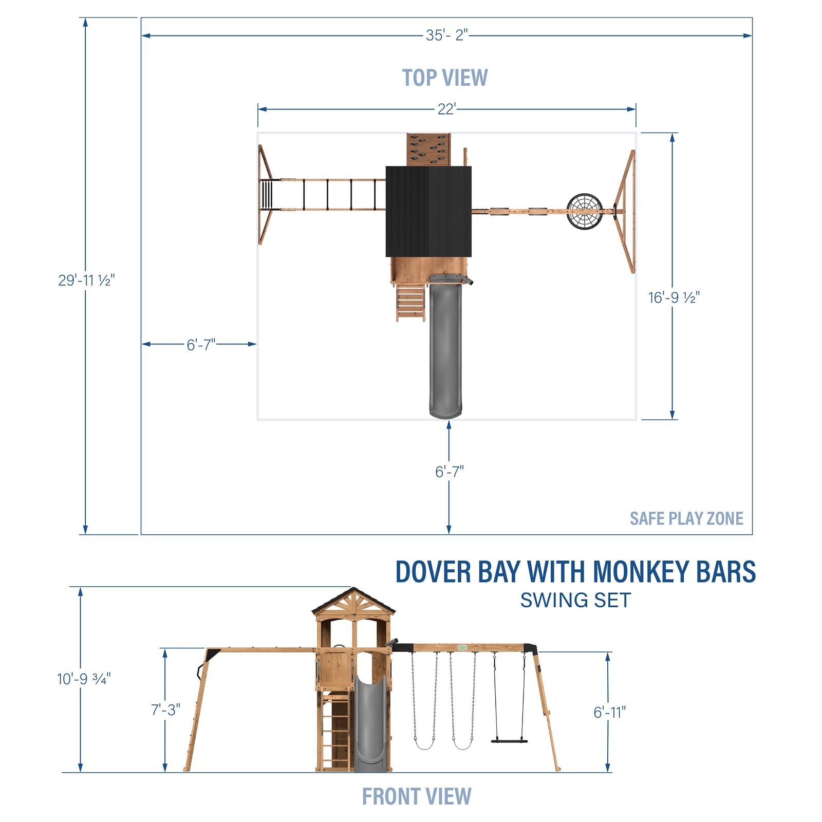Dover Bay Swing Set with Monkey Bars - Image 2