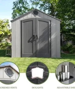 Lifetime Outdoor Storage Shed, 8 x 10 Foot, Grays - Image 3