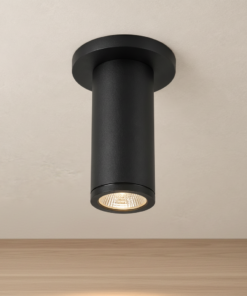 Nordic 4-Inch 8W Outdoor LED Cylinder Ceiling Mount in Black