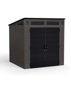 Suncast Modernist 7 ft. x 7 ft. Resin Vertical Pent Storage Shed with Floor Kits