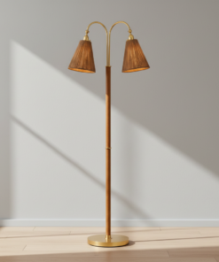 Ruthin 60-Inch Two-Light LED Floor Lamp in Aged Brass