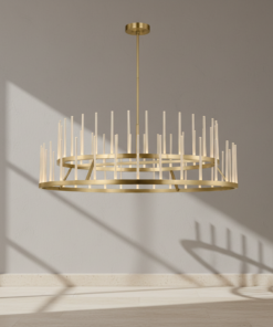 Sagrada 60-Inch 64-Light Two-Tier LED Chandelier in Brass
