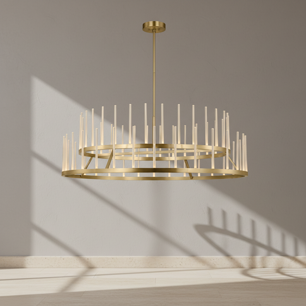 Sagrada 60-Inch 64-Light Two-Tier LED Chandelier in Brass
