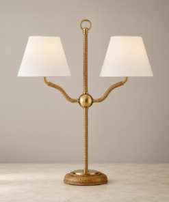 Sirocco 22-Inch Two-Light Desk Lamp in Natural Antique Brass
