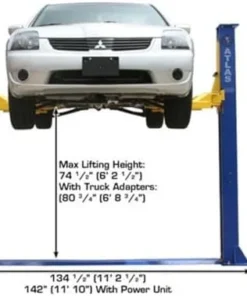 Alternative view of ATLAS Automotive Equipment 9KBPX 2-Post Lift/Hoist, Baseplate Style, 9’6″ Minimum Ceiling Height, 9,000lb Capacity, Symmetric Arms, Dual Hydraulic Chain Drives Cylinders, for Low Ceiling Home Use