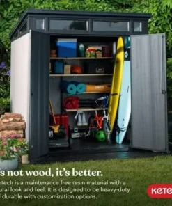Keter Outdoor Storage Sheds, for House, Patio & Yard, Plastic Resin, Artisan, 7×7 Ft, Gray - Image 3