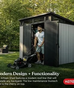 Alternative view of Keter Outdoor Storage Sheds, for House, Patio & Yard, Plastic Resin, Artisan, 7×7 Ft, Gray
