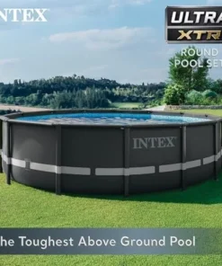 Intex Ultra XTR Frame 14′ x 42″ Round Above Ground Outdoor Swimming Pool Set with Sand Filter Pump, Ladder, Ground Cloth, and Pool Covers - Image 3