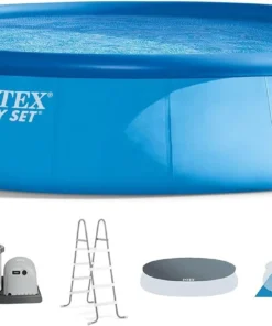 Intex 18′ x 48″ Inflatable Above Ground Swimming Pool with Ladder, Pumps - Image 4